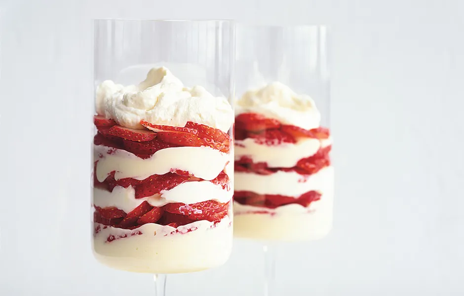 Lemon and White Chocolate Mousse Parfaits with Strawberries