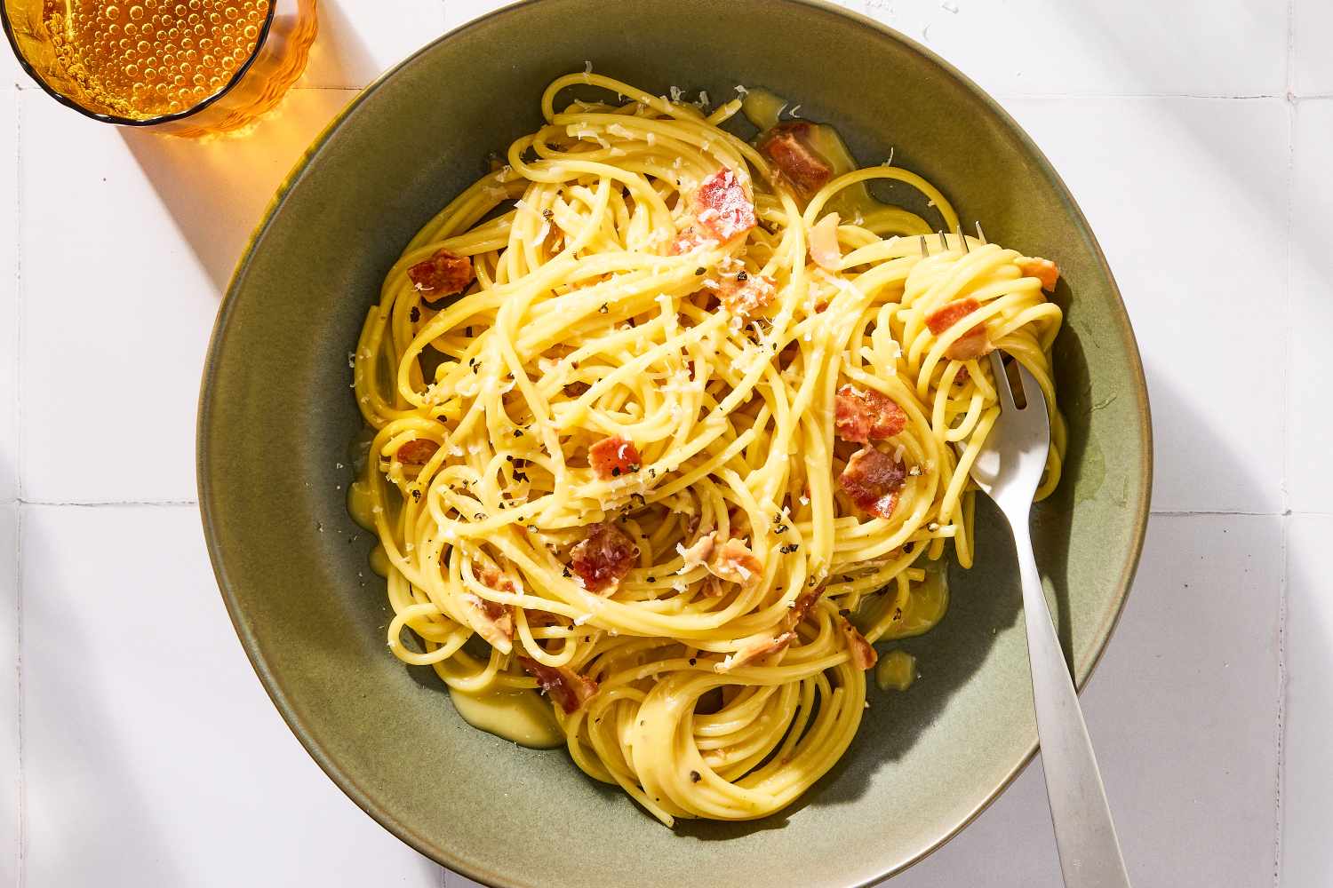 Spaghetti Alla Carbonara (known as Bacon Pasta in our home)