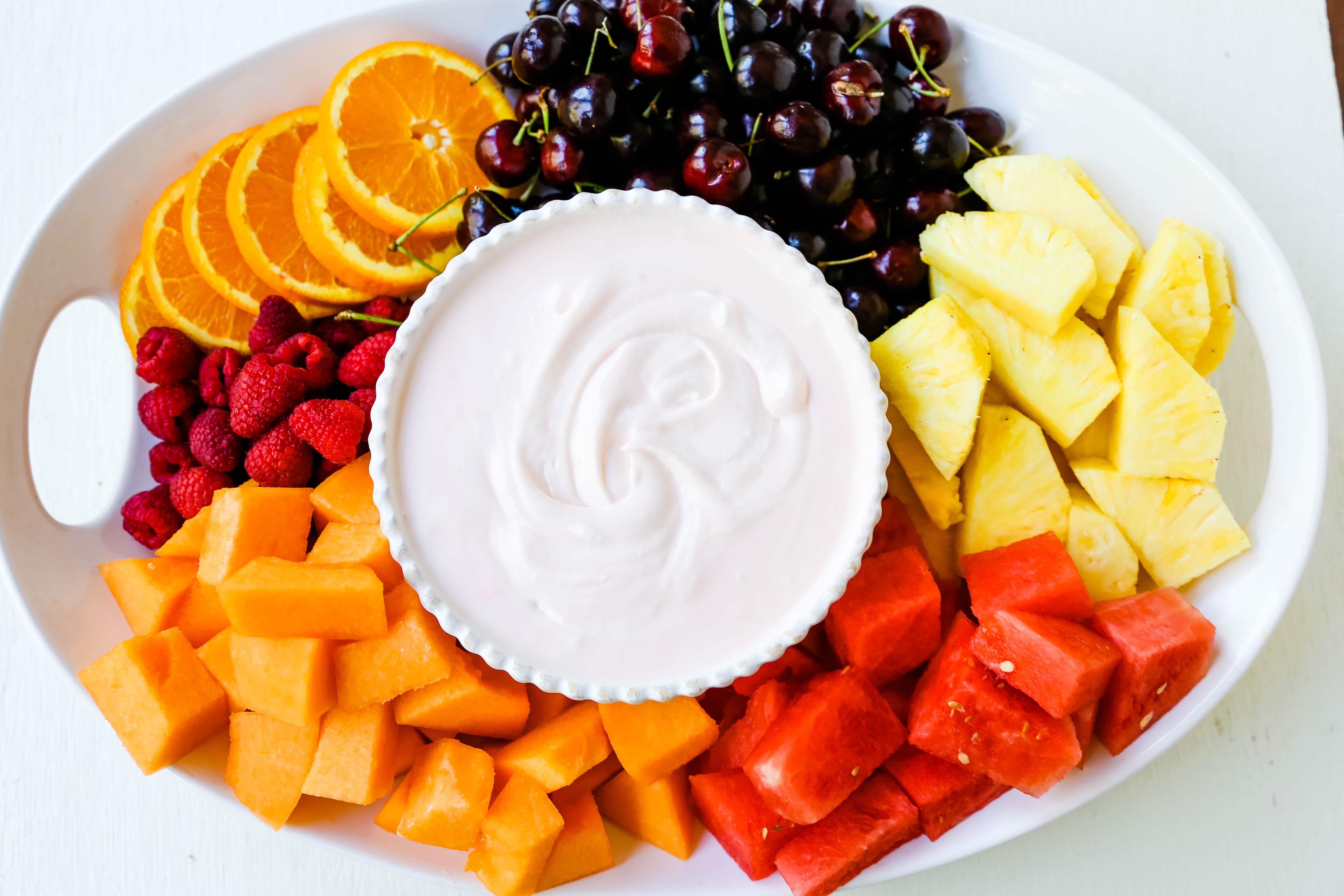 Fresh Fruit Tray with French Cream for a Party