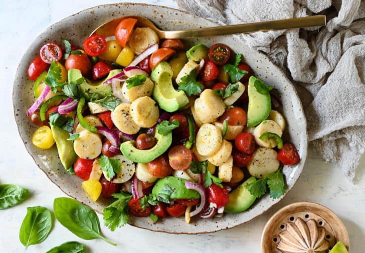 Greek Salad with Hearts of Palm and Avocado