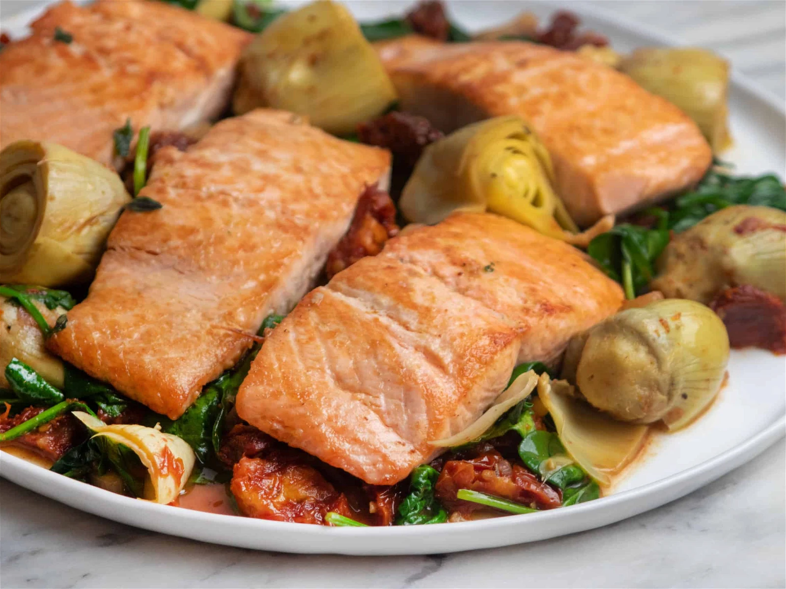 Cornmeal Crusted Salmon Fillets with Artichoke Shallot Sauce